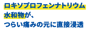 ロキソプロフェンナトリウム水和物が、つらい痛みの元に直接浸透